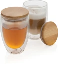 Kaksiseinäinen borosilikaattilasi bambukannella 350ml 2kpl setti