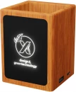 SCX.design O12 puinen kynäteline kahdella USB-lähtöliitännällä ja valaistuvalla logolla