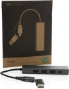 Terra RCS kierrätysalumiinista valmistettu hubi, jossa on 3 USB-porttia