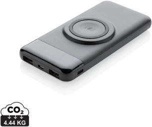 10.000 mah langaton virtapankki kellolaturilla, musta