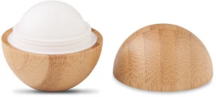 Lip balm in round bamboo case