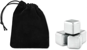 Set of 4 SS ice cubes in pouch