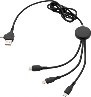 Valaistu logo 6-in-1 kaapeli, musta