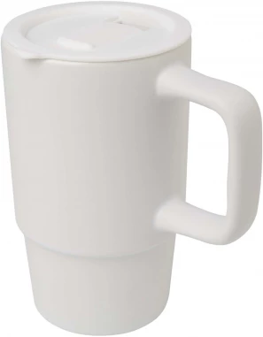 Carter 450 ml ceramic mug with plastic lid
