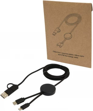 Citala 5-in-1 recycled plastic 150 cm data sync and 27W fast charge cable