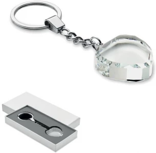 Glass heart award key ring