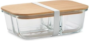 Glass lunch box with bamboo lid