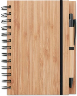 Bamboo notebook with pen lined