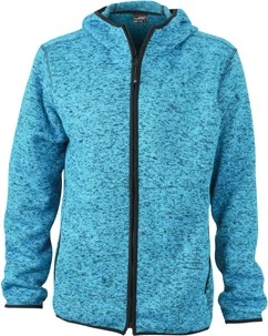 Hooded jacket made of knitted fleece in melange look
