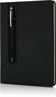 Basic kovakantinen PU A5 muistikirja osoitinkynällä