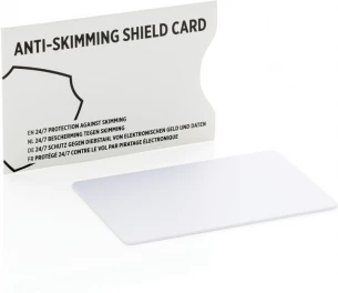 Anti-skimming RFID korttisuoja aktiivisella häirintäsirulla, valkoinen
