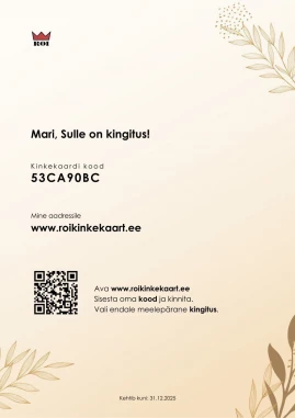 ROI Digitaalne Kinkekaart