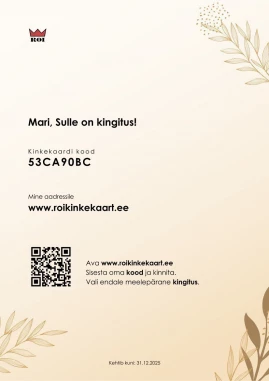 ROI Trükitud kinkekaart