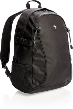 Swiss Peak ulkoilureppu PVC vapaa, musta, Tilava etutasku, Swiss Peak -merkki, Pehmustettu, Pehmeä takaosa, PVC-vapaa