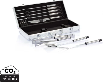 12 kpl grillaussetti alumiinirasiassa, hopea