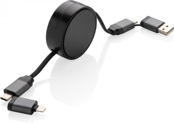 Terra RCS kierrätysalumiinista valmistettu sisäänvedettävä 6-in-1-kaapeli