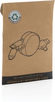 RCS kierrätysmuovista valmistettu Ontario 6-in-1 kelautuva kaapeli, valkoinen