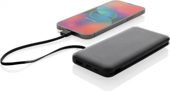 Lockhart RCS kierrätysmuovista valmistettu 10.000 mAh virtapankki integroiduilla kaapeleilla