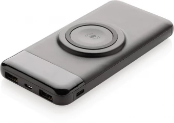 10.000 mah langaton virtapankki kellolaturilla, musta
