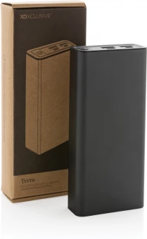 Terra RCS kierrätetystä alumiinista valmistettu 20W virtapankki, 20.000 mAh