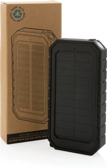 RCS kierrätysmuovista valmistettu aurinkovirtapankki 10W Langaton, musta