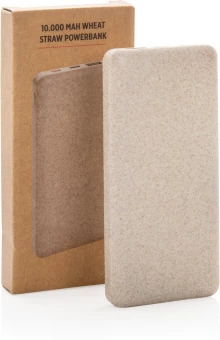 10.000 mAh Vehnän olki tehopankki, ruskea