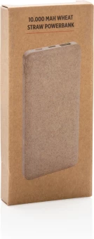 10.000 mAh Vehnän olki tehopankki, ruskea