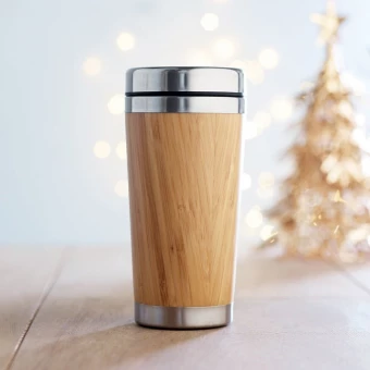 Bamboo double wall travel cup