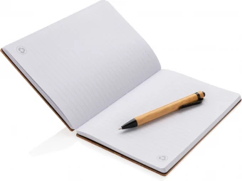 A5 Bambuvihko ja kynäsetti, ruskea