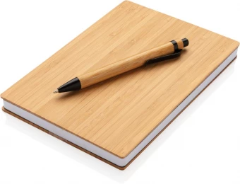 Bambusest märkmiku ja pastapliiatsi komplekt A5