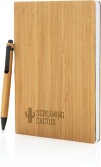 Bambusest märkmiku ja pastapliiatsi komplekt A5