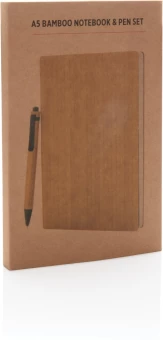 Bambusest märkmiku ja pastapliiatsi komplekt A5