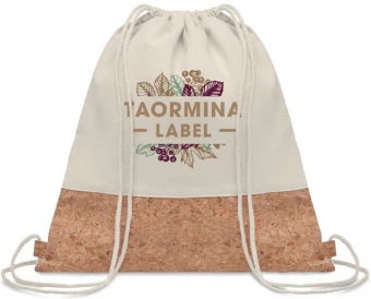 Drawstring bag w/ cork details