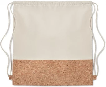 Drawstring bag w/ cork details