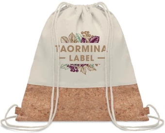 Drawstring bag w/ cork details