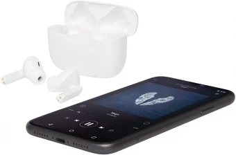 Essos 2.0 True Wireless -nappikuulokkeet kotelossa, jotka muodostavat laiteparin automaattisesti