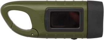 Helios taaskasutatav plastikust päikesepaneeliga käsilamp karabiinkonksuga