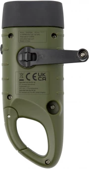 Helios taaskasutatav plastikust päikesepaneeliga käsilamp karabiinkonksuga