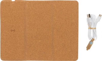 10W korkista valmistettu hiirimatto ja jalusta langattomalla latauksella