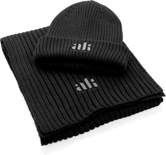 Impact AWARE™ Polylana® knitted scarf 180x25cm, black