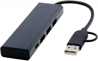 Rise RCS-kierrätetystä alumiinista valmistettu USB 2.0 -keskitin