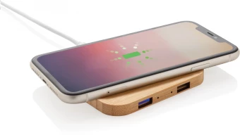 FSC®-sertifioitu bambusta valmistettu 5W langaton laturi USB:llä, ruskea