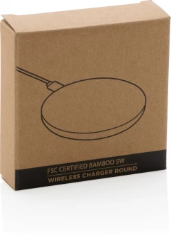 FSC®-sertifioitu bambu 5W langaton laturi, pyöreä, ruskea