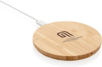 FSC® sertificēts bambusa 5W bezvadu lādētājs apaļš