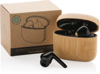 RCS kierrätysmuovista ja bambusta valmistetut TWS-kuulokkeet