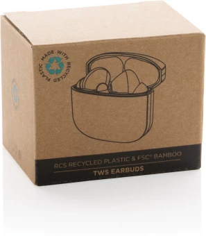 RCS kierrätysmuovista ja bambusta valmistetut TWS-kuulokkeet