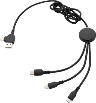 Valaistu logo 6-in-1 kaapeli, musta