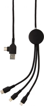 Valaistu logo 6-in-1 kaapeli, musta