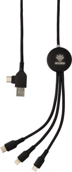 Valaistu logo 6-in-1 kaapeli, musta