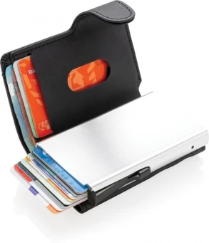 Standardi alumiininen RFID- korttikotelo PU-lompakolla, musta